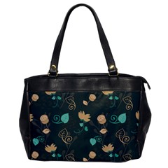 Flowers Leaves Pattern Seamless Green Background Oversize Office Handbag