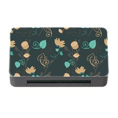 Flowers Leaves Pattern Seamless Green Background Memory Card Reader With Cf