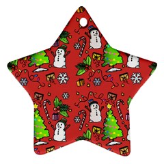 Santa Snowman Gift Holiday Christmas Cartoon Ornament (star)