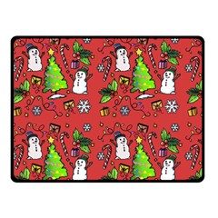 Santa Snowman Gift Holiday Christmas Cartoon Two Sides Fleece Blanket (small) by Ravend