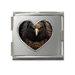 Eagle Ornate Pattern Feather Texture Mega Link Heart Italian Charm (18mm)