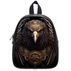 Eagle Ornate Pattern Feather Texture School Bag (small) by Ravend