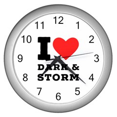 I Love Dark And Storm Wall Clock (silver)