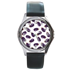 Eggplant Round Metal Watch by SychEva