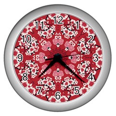 Traditional Cherry Blossom  Wall Clock (silver)