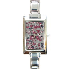Traditional Cherry Blossom On A Gray Background Rectangle Italian Charm Watch by Kiyoshi88