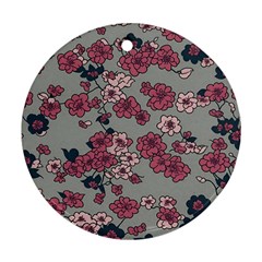 Traditional Cherry Blossom On A Gray Background Ornament (round)