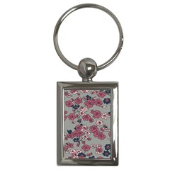 Traditional Cherry Blossom On A Gray Background Key Chain (rectangle)