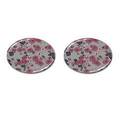 Traditional Cherry Blossom On A Gray Background Cufflinks (oval) by Kiyoshi88