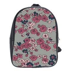Traditional Cherry Blossom On A Gray Background School Bag (large) by Kiyoshi88