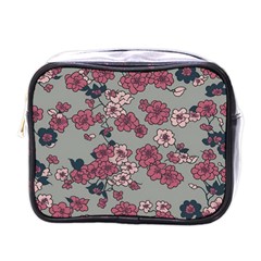 Traditional Cherry Blossom On A Gray Background Mini Toiletries Bag (one Side) by Kiyoshi88