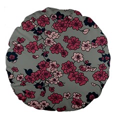 Traditional Cherry Blossom On A Gray Background Large 18  Premium Round Cushions