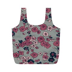 Traditional Cherry Blossom On A Gray Background Full Print Recycle Bag (m) by Kiyoshi88