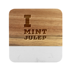 I Love Mint Julep Marble Wood Coaster (square) by ilovewhateva