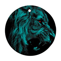 Angry Male Lion Predator Carnivore Round Ornament (two Sides) by Salman4z