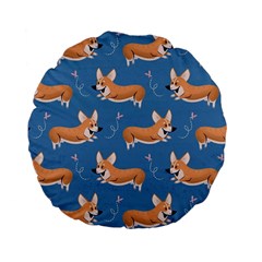 Corgi Patterns Standard 15  Premium Flano Round Cushions