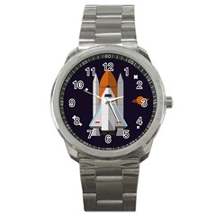 Rocket Space Universe Spaceship Sport Metal Watch by Salman4z