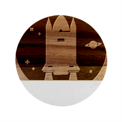 Rocket Space Universe Spaceship Marble Wood Coaster (round) by Salman4z