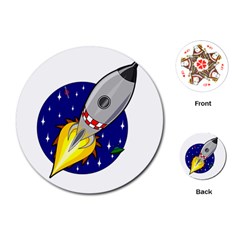 Rocket Ship Launch Vehicle Moon Playing Cards Single Design (round) by Salman4z