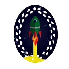 Rocket Halftone Astrology Astronaut Oval Filigree Ornament (two Sides) by Salman4z