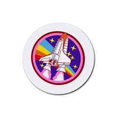Badge Patch Pink Rainbow Rocket Rubber Round Coaster (4 Pack)