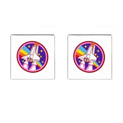 Badge Patch Pink Rainbow Rocket Cufflinks (square) by Salman4z