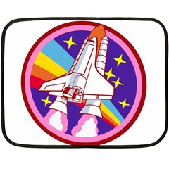 Badge Patch Pink Rainbow Rocket Fleece Blanket (mini) by Salman4z