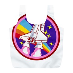 Badge Patch Pink Rainbow Rocket Full Print Recycle Bag (l) by Salman4z