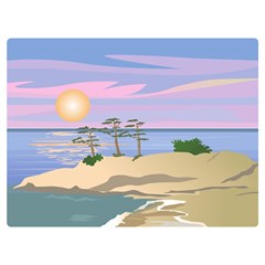 Vacation Island Sunset Sunrise Two Sides Premium Plush Fleece Blanket (extra Small)