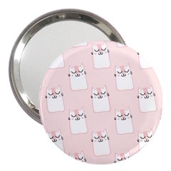 Pattern Pink Cute Sweet Fur Cats 3  Handbag Mirrors by Salman4z
