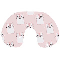 Pattern Pink Cute Sweet Fur Cats Travel Neck Pillow by Salman4z