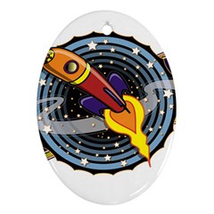 Rocket Space Clipart Illustrator Oval Ornament (two Sides) by Salman4z