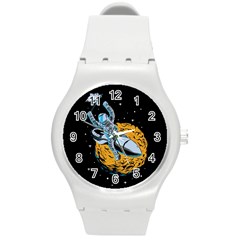 Astronaut Planet Space Science Round Plastic Sport Watch (m) by Salman4z