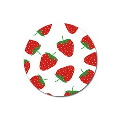 Seamless Pattern Fresh Strawberry Magnet 3  (round) by Salman4z