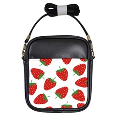 Seamless Pattern Fresh Strawberry Girls Sling Bag