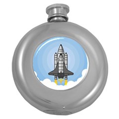 Rocket Shuttle Spaceship Science Round Hip Flask (5 Oz) by Salman4z