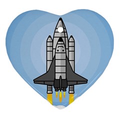 Rocket Shuttle Spaceship Science Heart Ornament (two Sides) by Salman4z