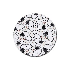 Dog Pattern Rubber Round Coaster (4 Pack)