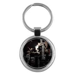 City Night Moon Skyline Skyscraper Key Chain (round) by Salman4z