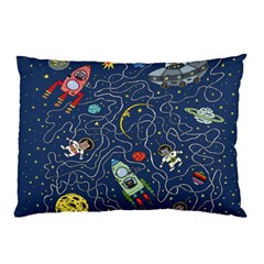 Cat Cosmos Cosmonaut Rocket Pillow Case (two Sides)