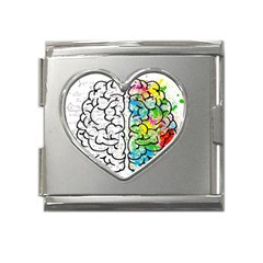 Brain Mind Psychology Idea Drawing Mega Link Heart Italian Charm (18mm)