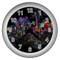 Grunge Paint Splatter Splash Ink Wall Clock (silver) by Salman4z