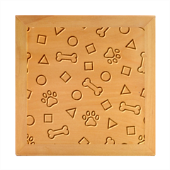 Dog Paw Seamless Pattern Footprint Bone Wood Photo Frame Cube
