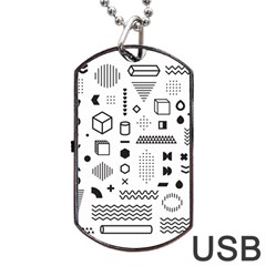 Pattern Hipster Abstract Form Geometric Line Variety Shapes Polkadots Fashion Style Seamless Dog Tag Usb Flash (two Sides) by Salman4z