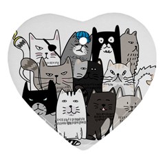 Cute Cat Hand Drawn Cartoon Style Ornament (heart) by Salman4z