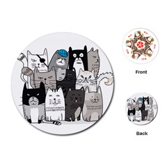 Cute Cat Hand Drawn Cartoon Style Playing Cards Single Design (round) by Salman4z