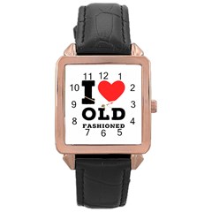 I Love Old Fashioned Rose Gold Leather Watch  by ilovewhateva