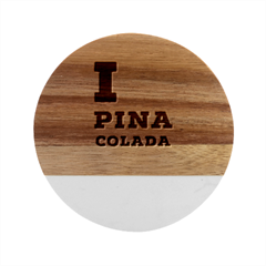 I Love Pina Colada Marble Wood Coaster (round)