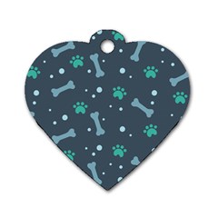 Bons Foot Prints Pattern Background Dog Tag Heart (two Sides) by Salman4z