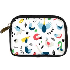 Vector Set Isolates With Cute Birds Scandinavian Style Digital Camera Leather Case by Salman4z